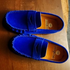 Boys blue suede loafers